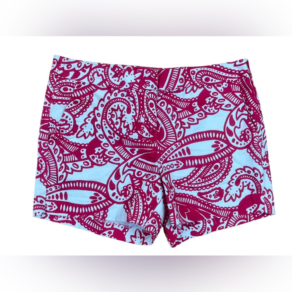 Kenji Anthropologie Shorts Sz 6 Pink, White, Zip, Pockets, Chino, Stretch Cotton